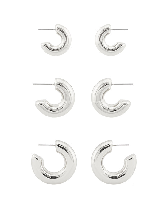 20 / 25 / 30mm 3 Pair Hoop Earring