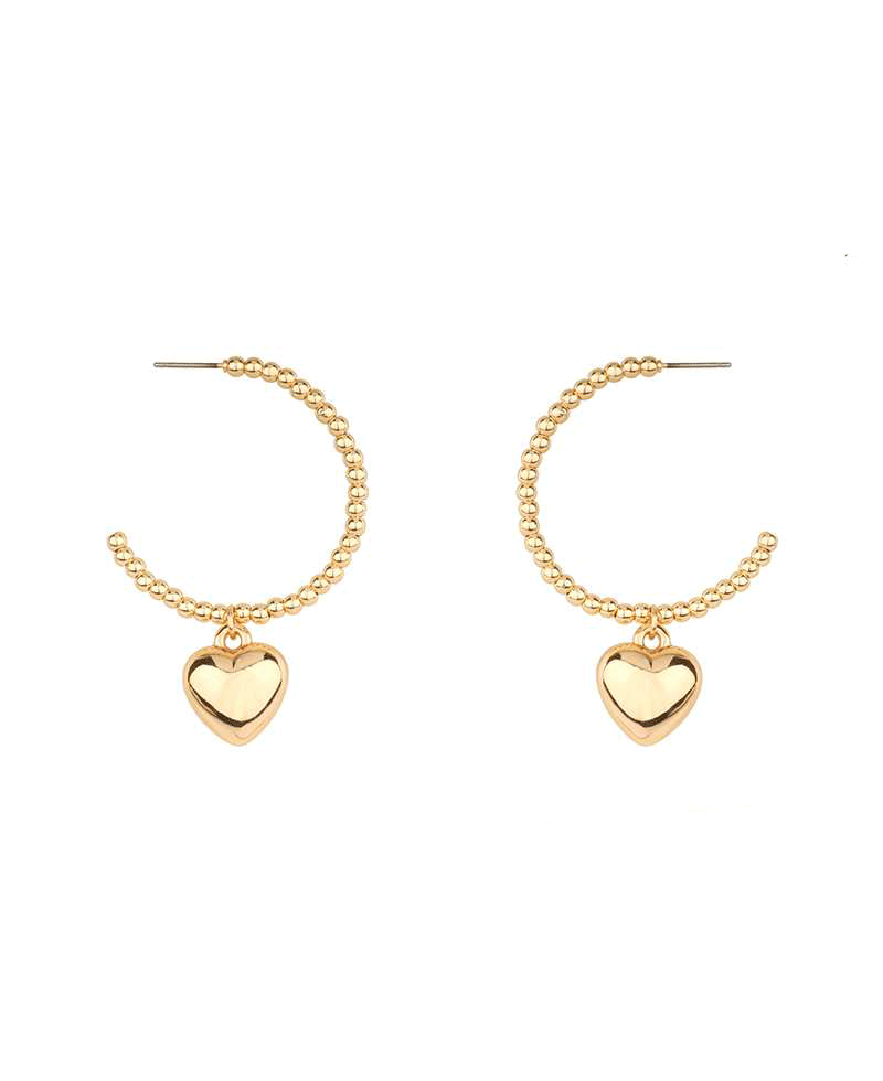 35mm CCB Ball w/ Heart Hoop Earring