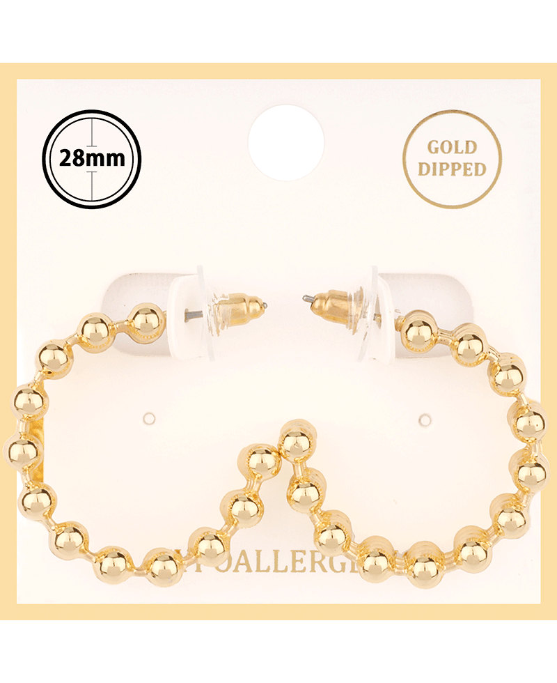 Metal Ball Chain 28mm Hoop Earring