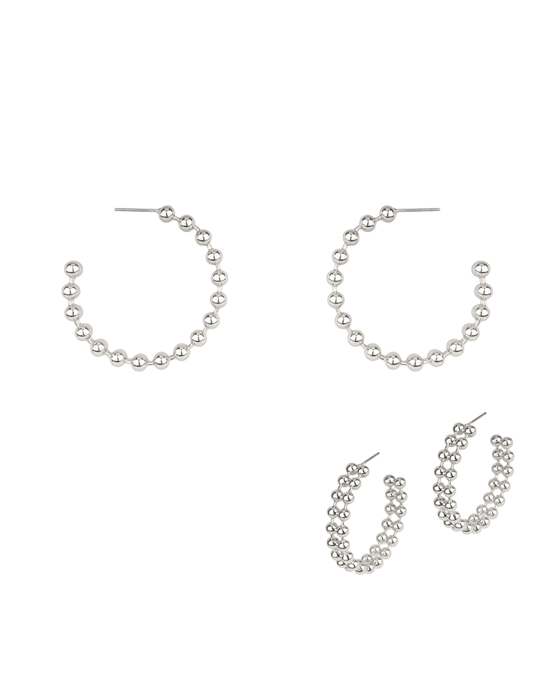 Metal Ball Chain 38mm Hoop Earring