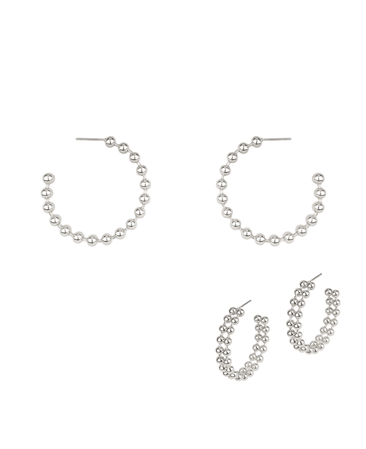 Metal Ball Chain 38mm Hoop Earring