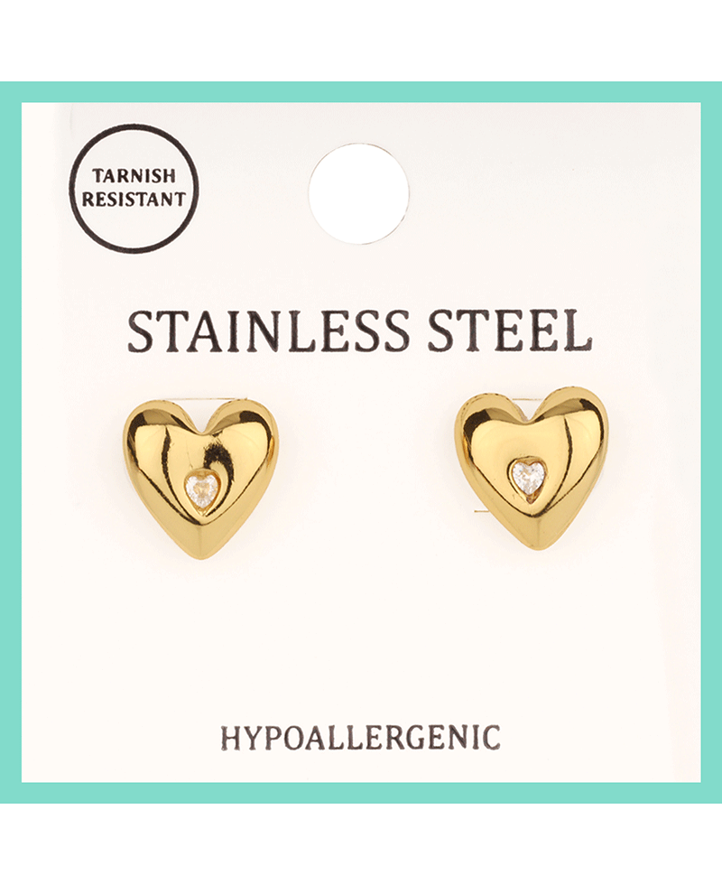 Metal Stainless Heart Post Earring