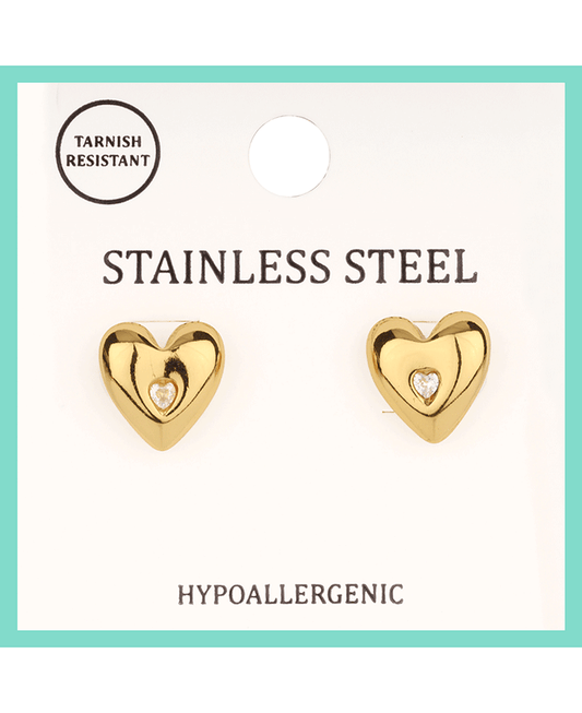 Metal Stainless Heart Post Earring