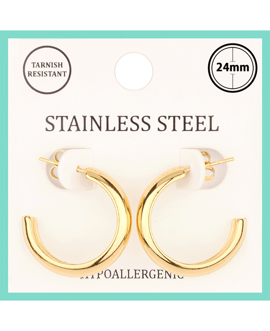 Metal Stainless 24mm Hoop Earring