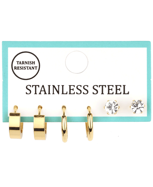 Metal Stainless 3 Pair Earring