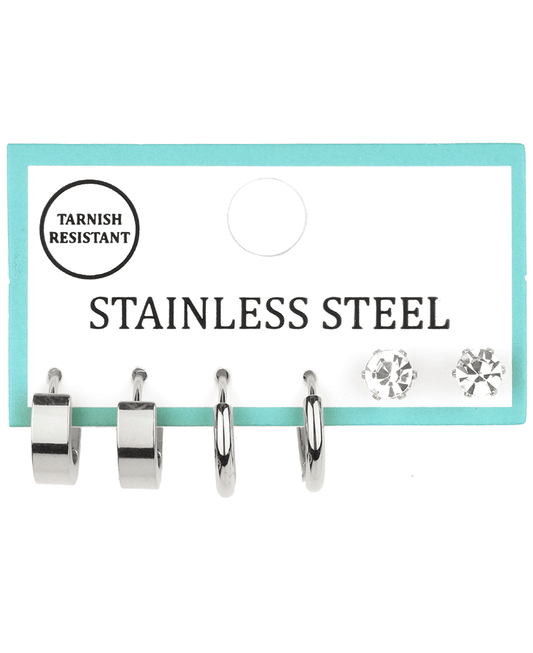 Metal Stainless 3 Pair Earring