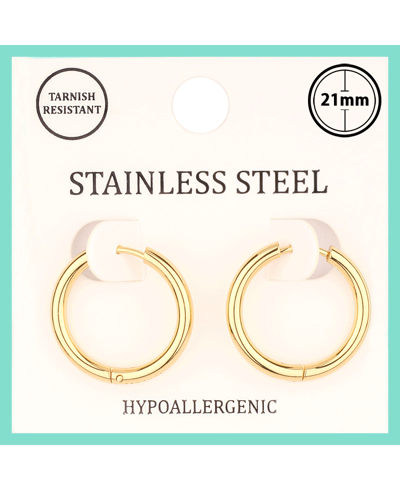 Metal Stainless 21mm Hoop Huggie Earring