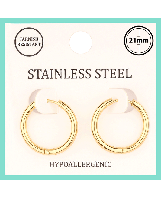 Metal Stainless 21mm Hoop Huggie Earring