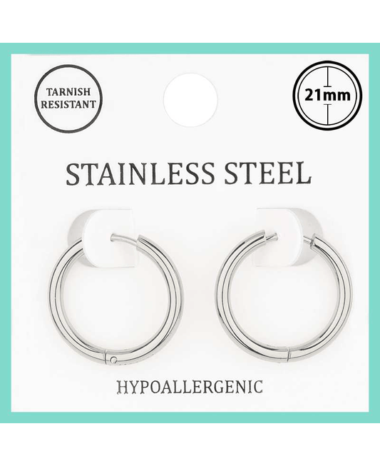 Metal Stainless 21mm Hoop Huggie Earring