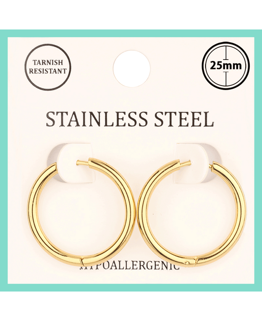 Metal Stainless 25mm Hoop Huggie Earring
