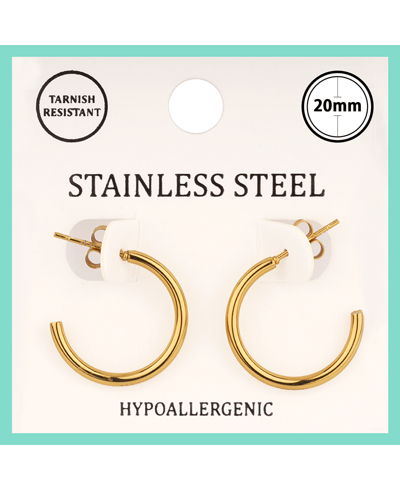 Metal Stainless 20mm Hoop Pincatch Earring