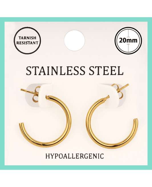 Metal Stainless 20mm Hoop Pincatch Earring