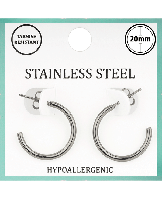 Metal Stainless 20mm Hoop Pincatch Earring