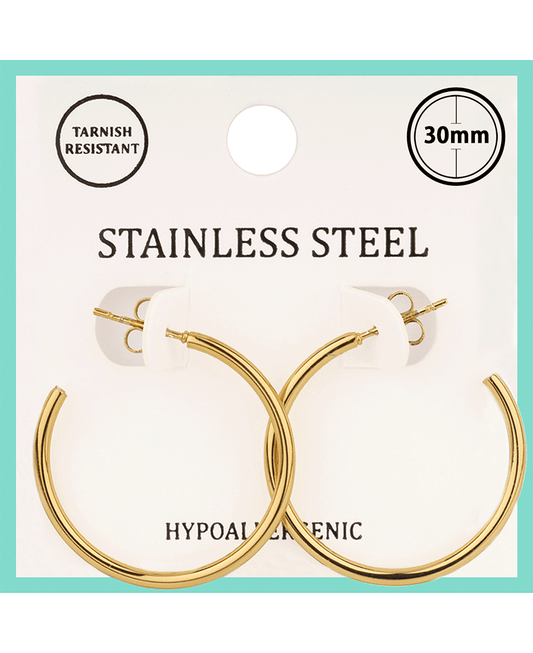 Metal Stainless 30mm Hoop Pincatch Earring