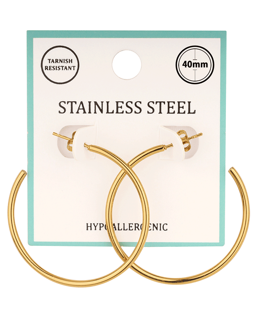 Metal Stainless 40mm Hoop Pincatch Earring