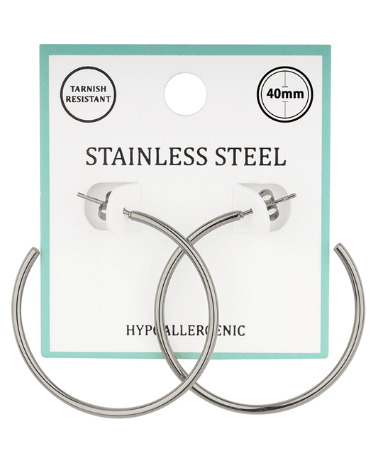 Metal Stainless 40mm Hoop Pincatch Earring