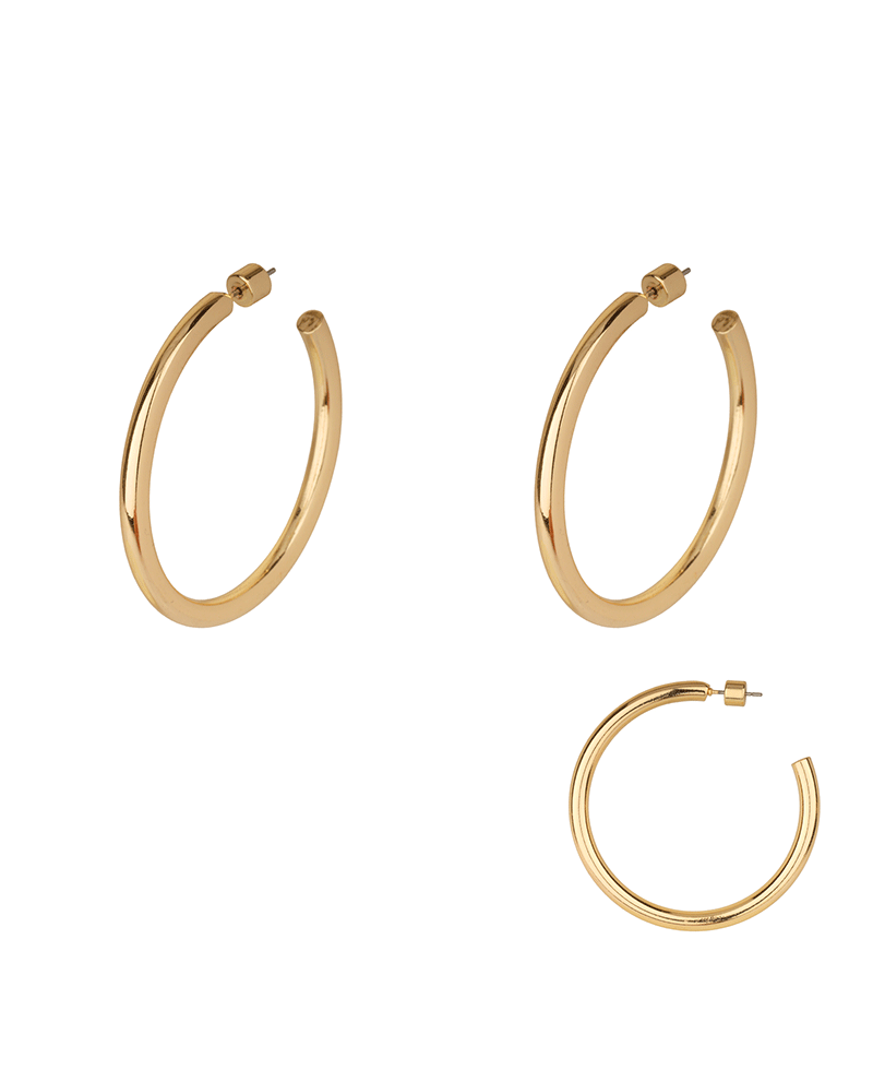 Metal Cylinder Back 50mm Hoop Earring