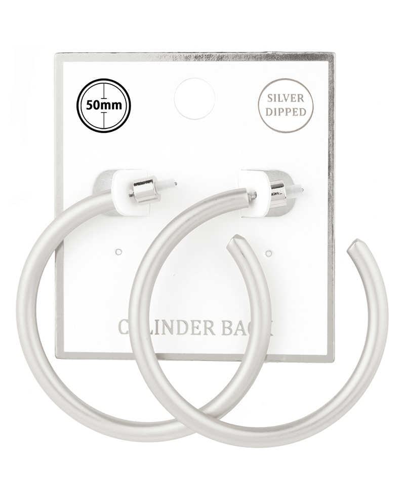 Metal Cylinder Back 50mm Hoop Earring