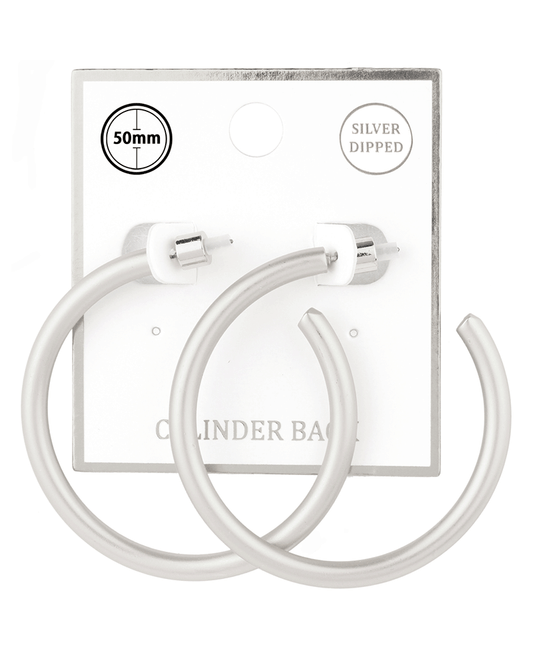 Metal Cylinder Back 50mm Hoop Earring