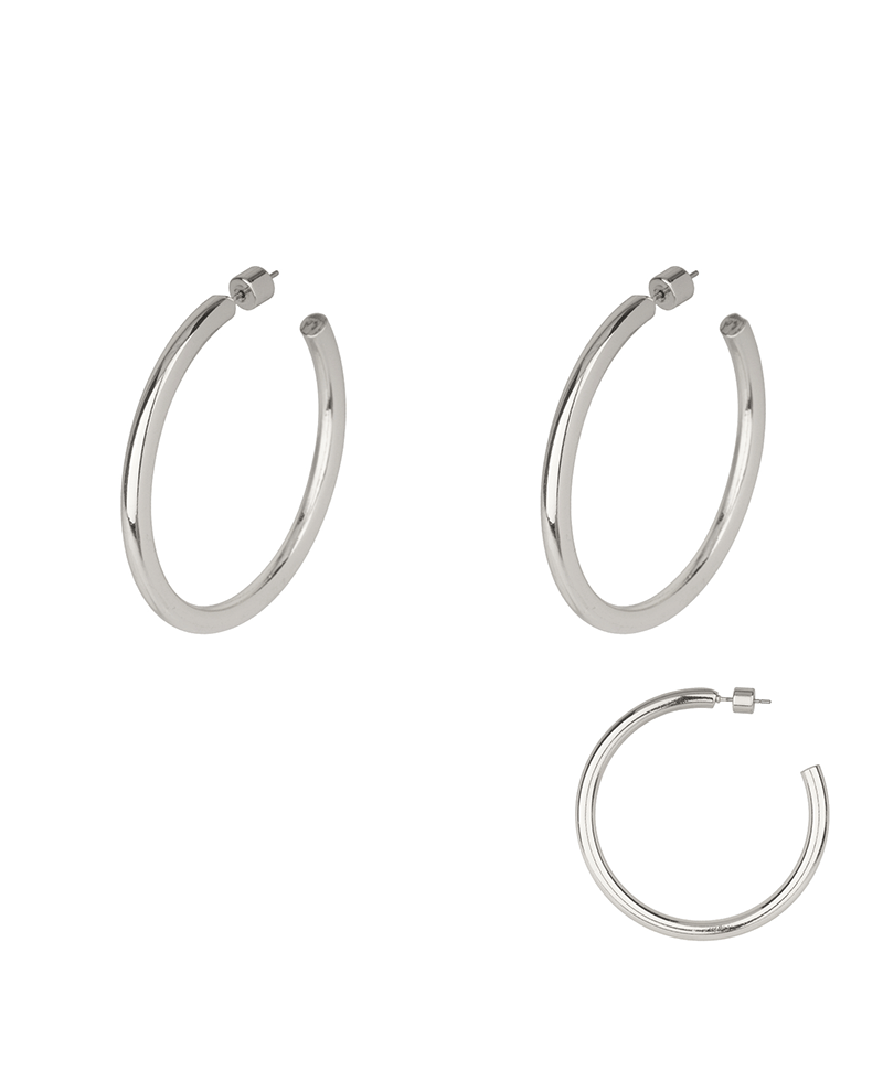 Metal Cylinder Back 50mm Hoop Earring
