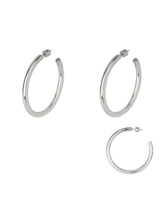 Metal Cylinder Back 50mm Hoop Earring