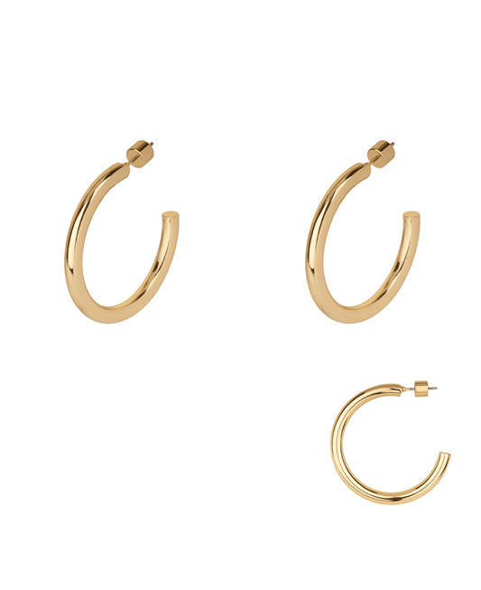 Metal Cylinder Back 40mm Hoop Earring