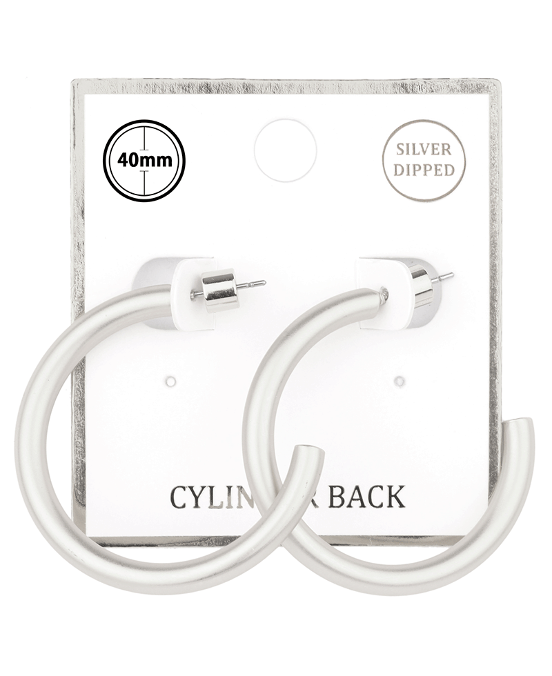Metal Cylinder Back 40mm Hoop Earring