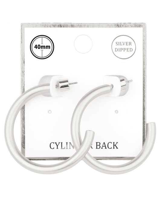Metal Cylinder Back 40mm Hoop Earring