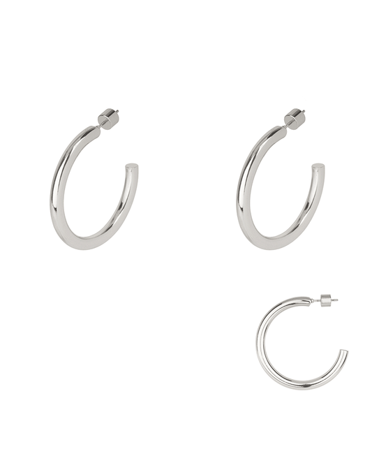 Metal Cylinder Back 40mm Hoop Earring