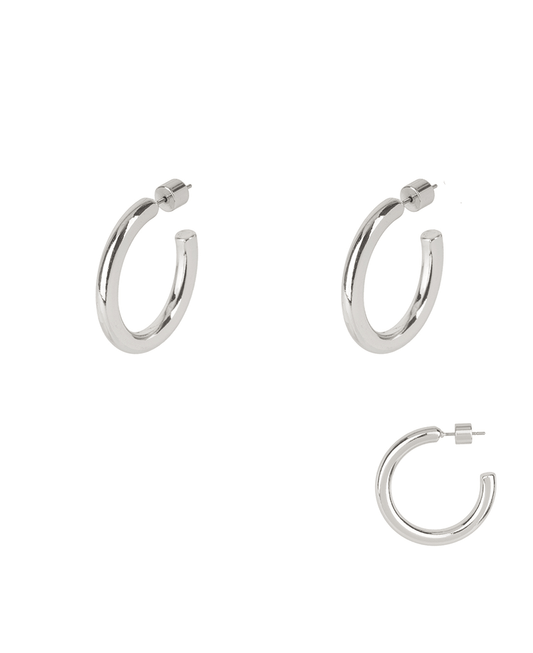 Metal Cylinder Back 30mm Hoop Earring