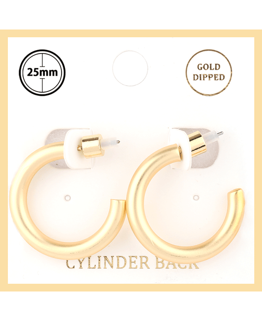 Metal Cylinder Back 25mm Hoop Earring