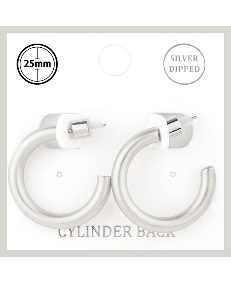 Metal Cylinder Back 25mm Hoop Earring