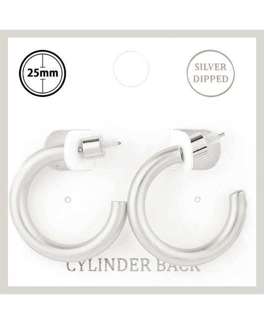 Metal Cylinder Back 25mm Hoop Earring