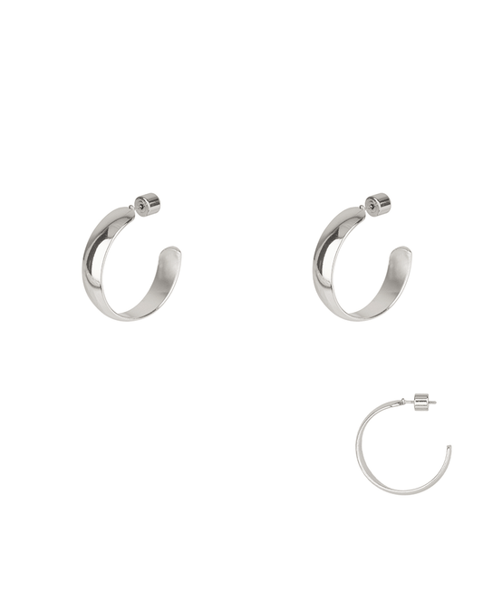Metal Cylinder Back 28mm Hoop Earring