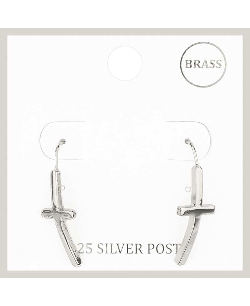 Brass Metal Cross Earring