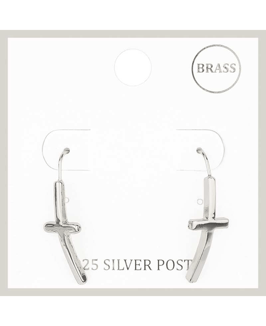 Brass Metal Cross Earring