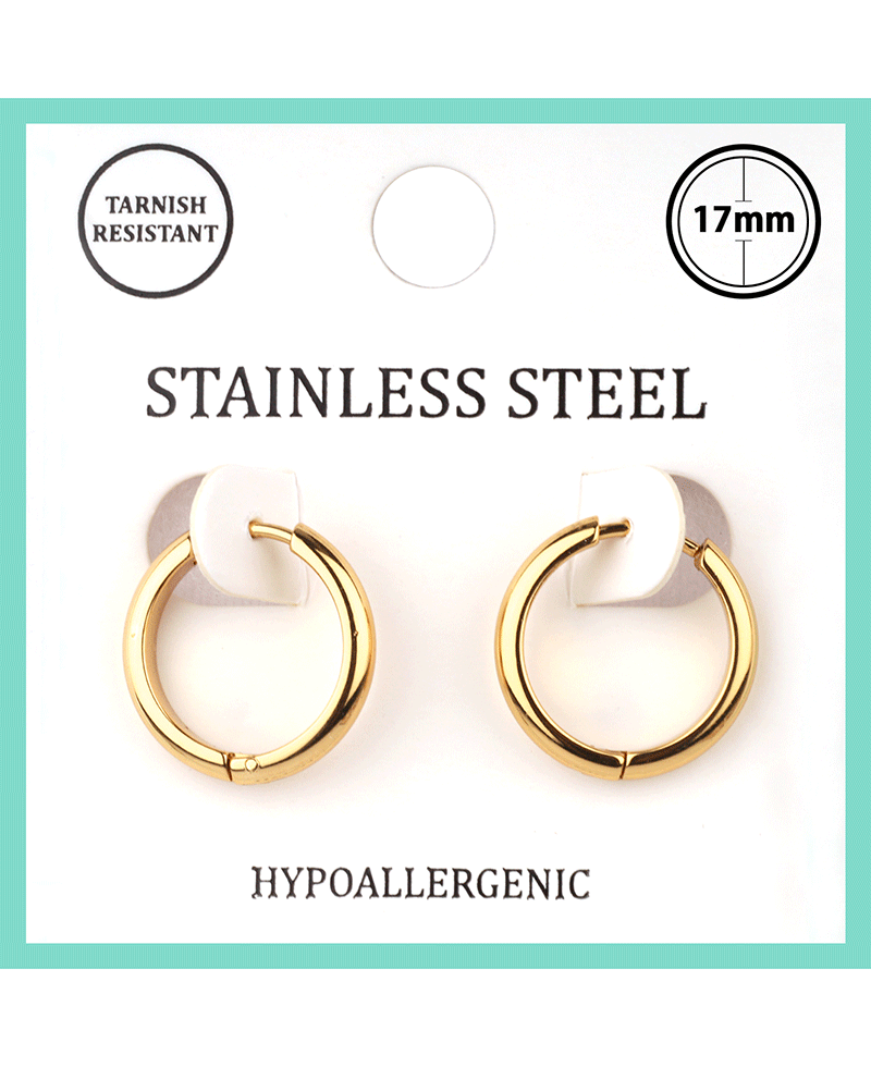 Metal Stainless 17mm Hoop Huggie Earring