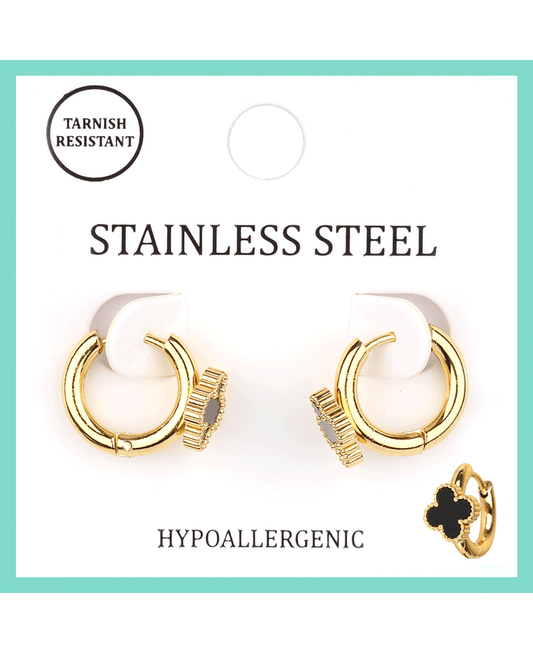 Stainless Clover Hoop Earring