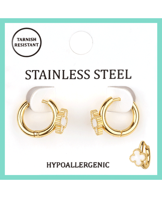 Stainless Clover Hoop Earring