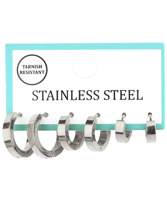 Stainless 3 Pair Hoop Earring