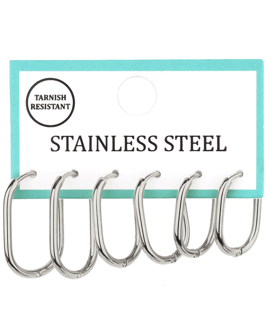 Stainless 3 Pair Hoop Earring