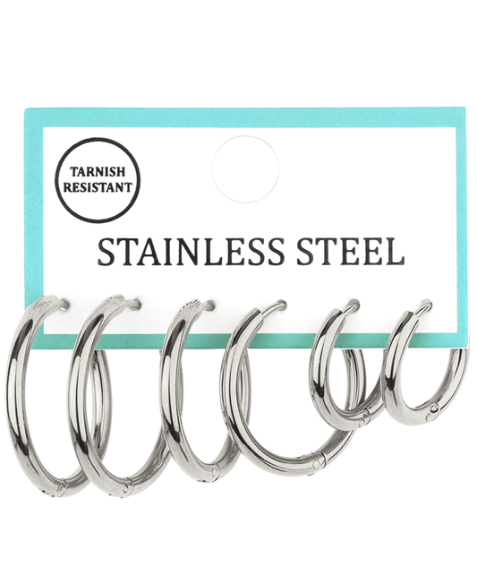 Stainless 3 Pair Hoop Earring