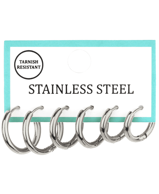 Stainless 3 Pair Hoop Earring