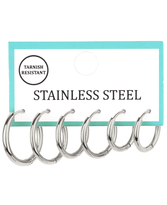 Stainless 3 Pair Hoop Earring
