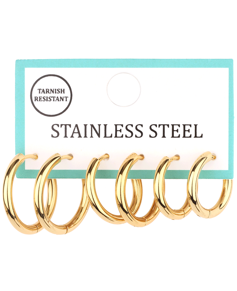 Stainless 3 Pair Hoop Earring
