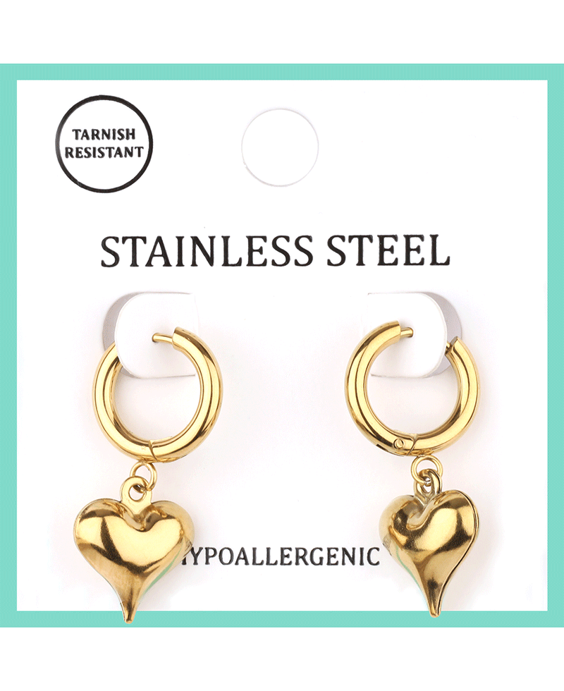 Stainless Heart Hoop Earring