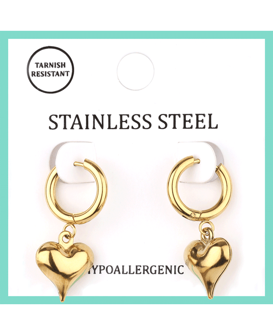 Stainless Heart Hoop Earring