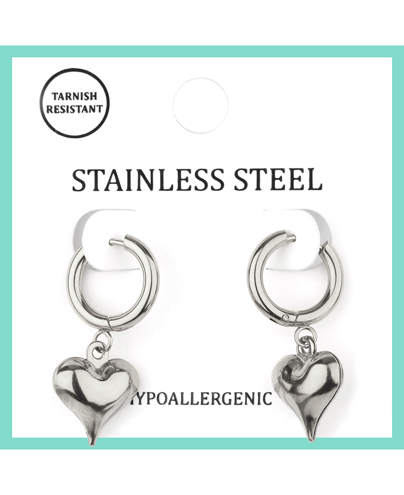 Stainless Heart Hoop Earring