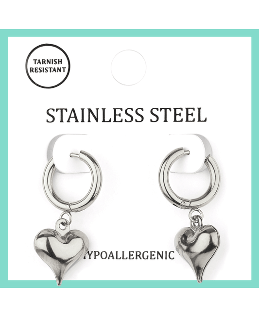 Stainless Heart Hoop Earring