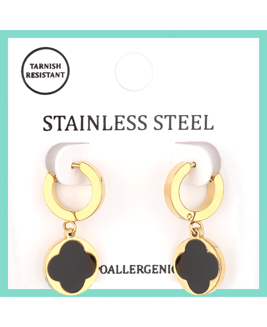 Stainless Clover Hoop Earring